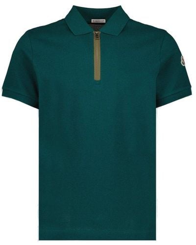 Moncler Logo Patch Short-sleeved Polo Shirt - Green
