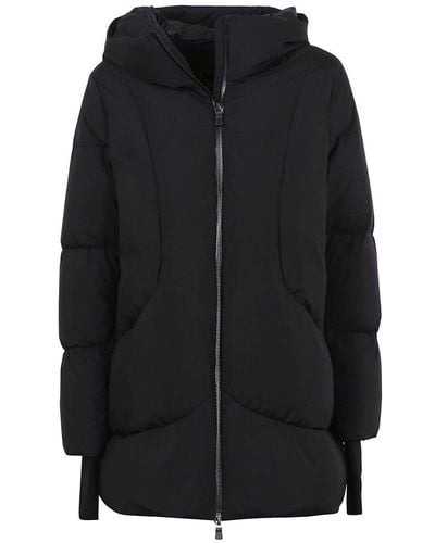 Herno Zip-up Hooded Padded Coat - Black
