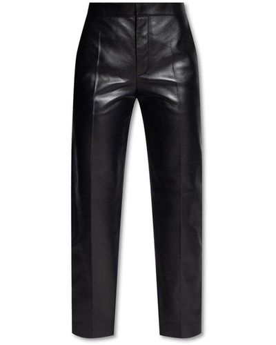 Chloé Straight-Leg Leather Trousers - Black