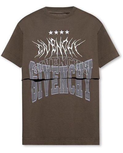 Givenchy Reversible T-shirt With Logo, - Brown