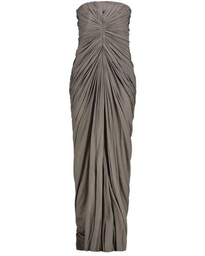 Rick Owens Radiance Ruched Detailed Bustier Gown - Grey