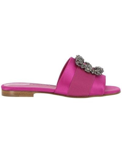 Manolo Blahnik Embellished Slip-on Sandals - Purple