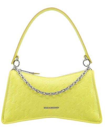 Karl Lagerfeld, K/Punched Logo Camera Bag, Woman, Lime, Size: One Size