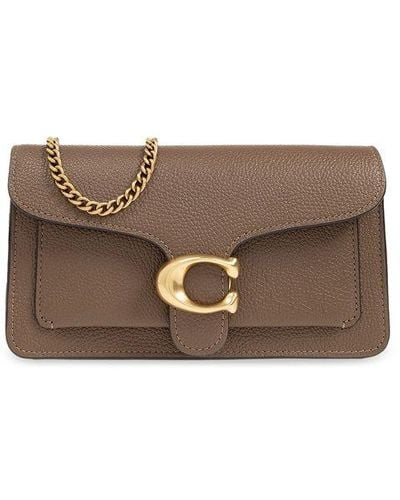 COACH Tabby Logo Plaque Chained Clutch Bag - Natural