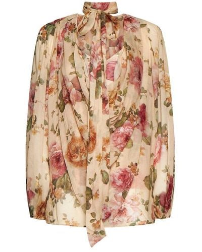 Zimmermann Floral-printed Draped Blouse - Multicolor