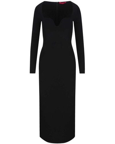 Valentino Long-sleeved Knitted Maxi Dress - Black