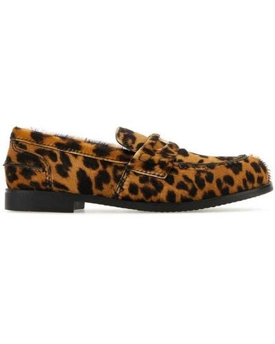 Miu Miu Leopard-print Calf Hair-effect Loafers - Brown