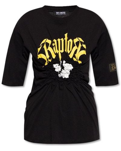Raf Simons T-shirt With Decorative Draping - Black