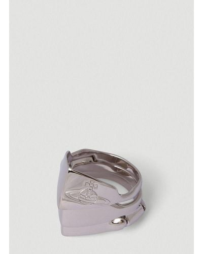 Vivienne Westwood Set Of Three Stackable Designed Ring - Metallic