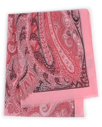 Etro Paisley-printed Frayed Edge Scarf - Pink