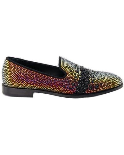 Giuseppe Zanotti Marthinique Almond Toe Embellished Loafers - Multicolour