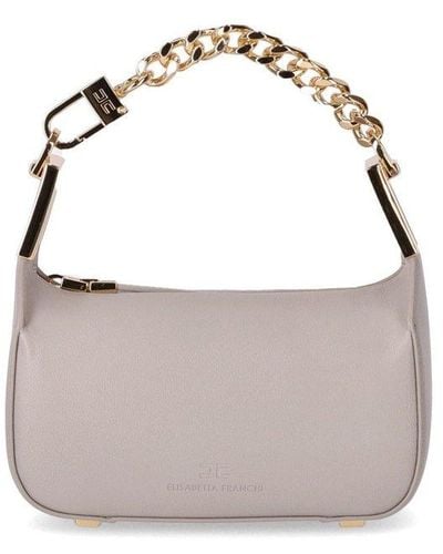Elisabetta Franchi Pearl Gray Mini Bag With Chain