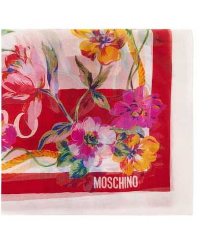 Moschino Floral Scarf, - Red