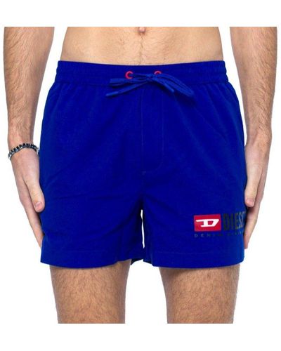 DIESEL Bmbx-ken-37 Logo Printed Drawstring Swim Shorts - Blue