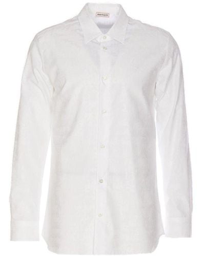 Alexander McQueen Graffiti Logo Jacquard Cotton Shirt - White