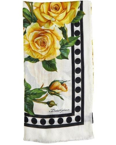 Dolce & Gabbana Poppy-printed Scarf - White