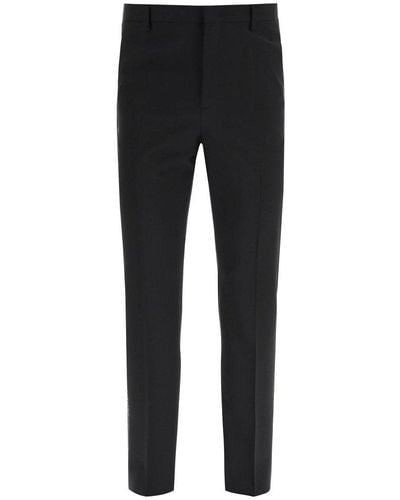 Valentino Side Tape High Rise Trousers - Black
