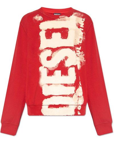 DIESEL S-ginn-e5 Logo-printed Crewneck Sweater - Red