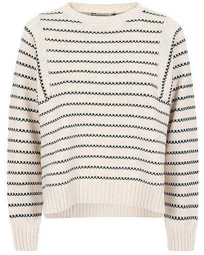 Weekend by Maxmara Oversized Striped Sweater - White