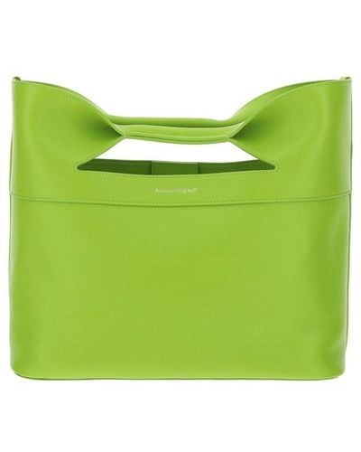 Alexander McQueen Logo Printed Top Handle Tote Bag - Green