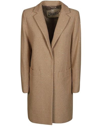 Herno Sequined Long-sleeved Coat - Natural