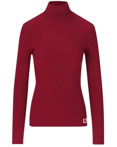 Burberry Equestrian Knight High-neck Knitted Jumper - Red