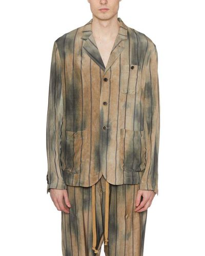 Uma Wang Tie-dyed Striped Button-up Blazer - Multicolour