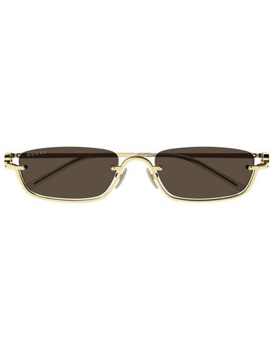 Gucci Metal Half Frame Sunglasses - Metallic