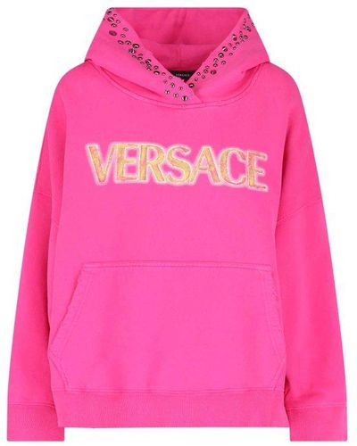 Versace Studded Hooded Sweatshirt - Pink