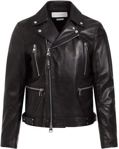 Alexander McQueen Leather Biker Jacket - Black