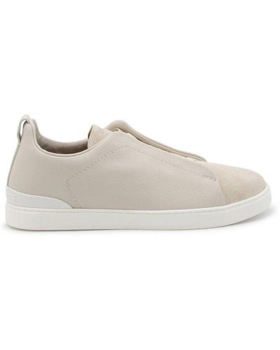 ZEGNA Round-toe Logo-engraved Sneakers - White