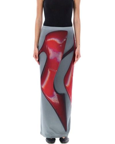 Acne Studios Shoes Printed Maxi Skirt - Red