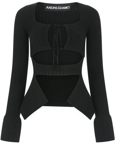 ANDREA ADAMO Cut-out Knitted Top - Black