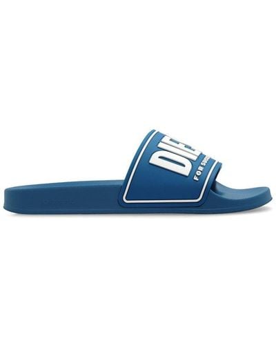 DIESEL Sa-mayemi Cc Logo Embossed Pool Slides - Blue