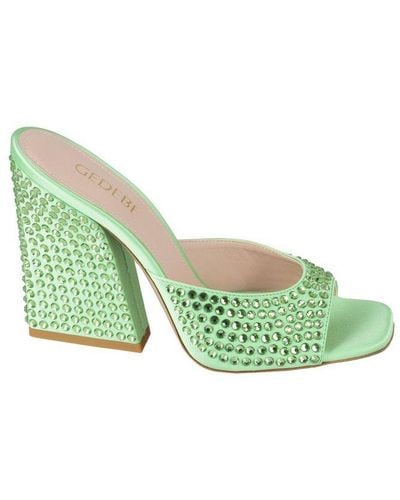 Gedebe Embellished Open Toe Mules - Green