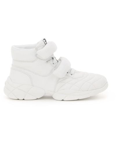 Miu Miu High Sneakers In Quilted Nappa - White
