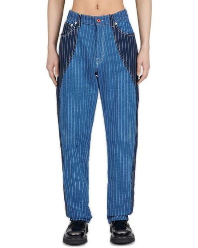 KENZO Loose Patchwork Jeans - Blue