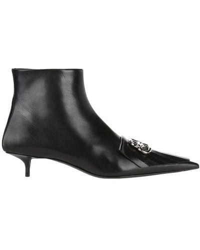 Balenciaga Bb Fringed Pointed-toe Boots - Black