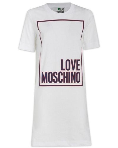 Love Moschino Logo-printed Crewneck Mini T-shirt Dress - Grey