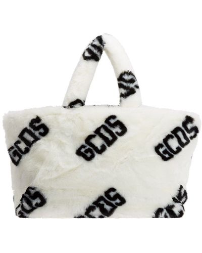 Gcds Faux Fur Shopping Tote Bag - White