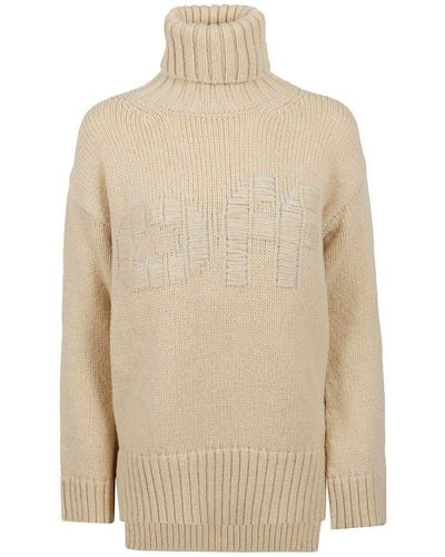 Off-White c/o Virgil Abloh High Neck Knit Sweater - Natural