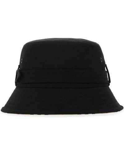 Burberry Buckle Detailed Bucket Hat - Black