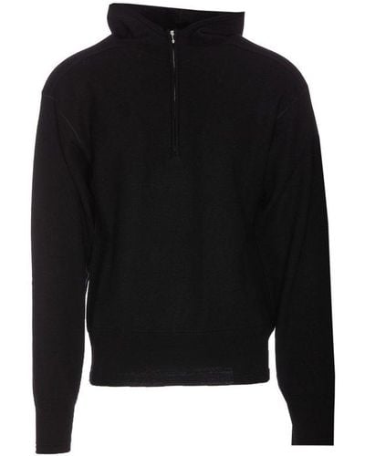 Burberry Half-zip High-neck Knitted Sweater - Black