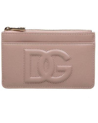 Dolce & Gabbana Powder Colour Leather Card Holder - Pink