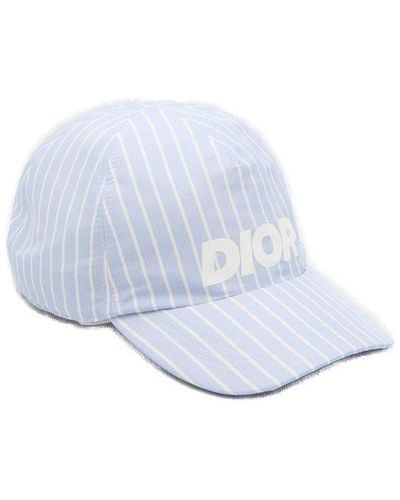Dior Logo Printed Striped Baseball Cap - White