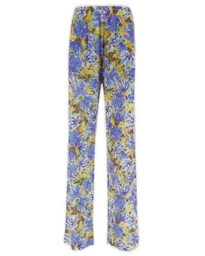 Dries Van Noten Floral Trousers - Blue