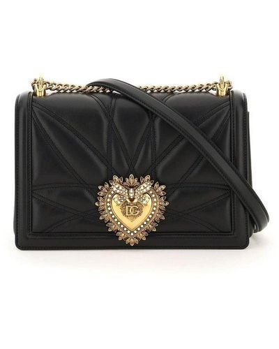Dolce & Gabbana Devotion Leather Shoulder Bag - Black
