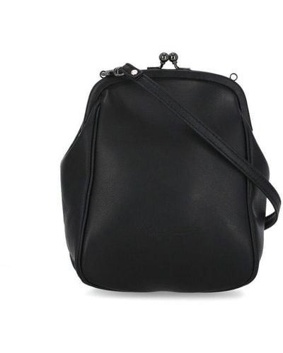 discord Yohji Yamamoto Logo Embossed Clasp Shoulder Bag - Black
