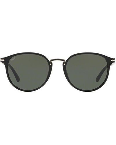 Persol Typewriter Round Frame Sunglasses - Black