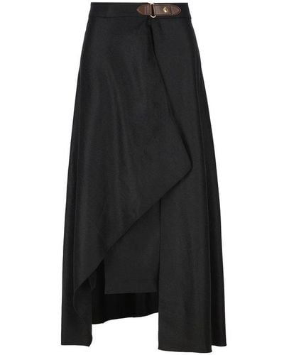Loro Piana Asymmetric Draped Midi Dress - Black